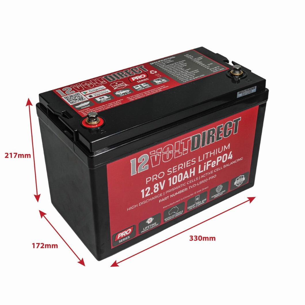 100AH LiFePO4 Pro Series Lithium Battery w/ Bluetooth & Active Balancing